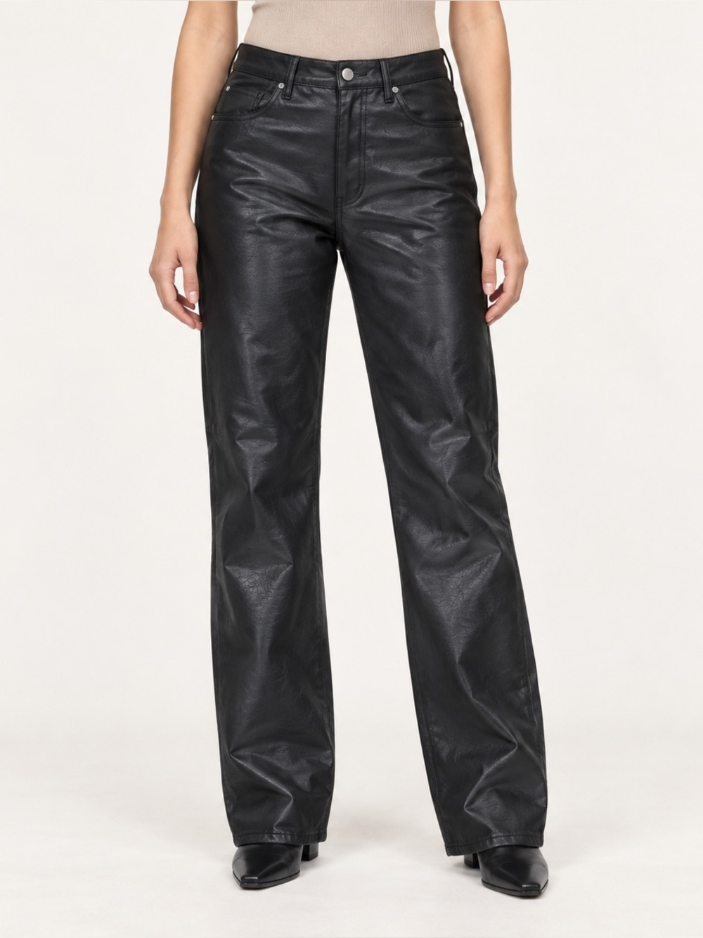 Wilfred Melina Size 4 Black Faux Leather Straight-Leg Jeans